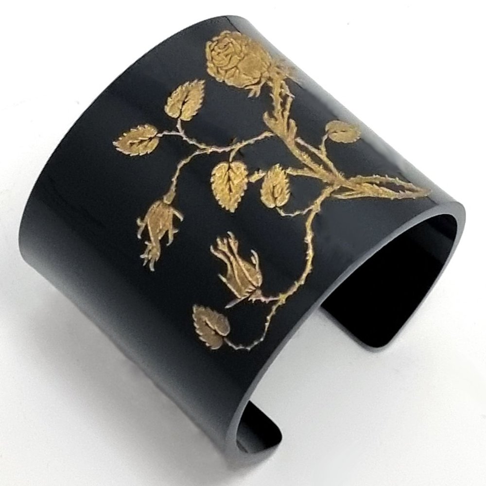 Philippa Green Plexiglass Cuff.  Thorny Rose Design